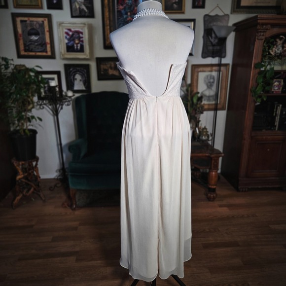 BCBG Paris Chic Cream Strapless High Low Prom Formal Evening Gown Dress - Picture 4 of 7